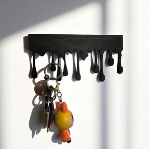 Artistic Melted Paint Effect Black <b>Key</b> Holder <b>Wall</b> Hanging <b>Hook</b> Perfect <b>For</b> Entryway Storage And Modern Home Decor From India - Product Image 4