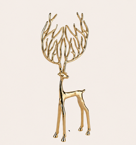 Wholesale Nordic Style Gold Metal <b>Christmas</b> Reindeer Figurine Minimalist Abstract Antler Sculpture For Festive Holiday Decor - Product Image 3