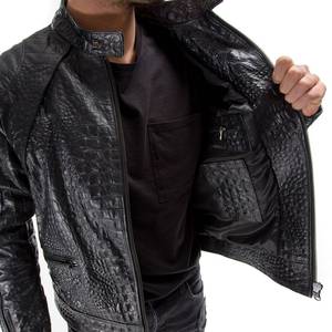Men's High Quality Customized Cow Skin Leather Jacket Waterproof New Fashion Stand Collar Design Comfortable Fit for Winter - Product Image 4