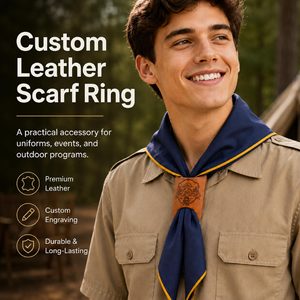 Anneau de fixation pour foulard en cuir PU à deux trous, personnalisé, pour uniformes et équipements de camping en extérieur, toutes saisons, vente en gros - Product Image 5