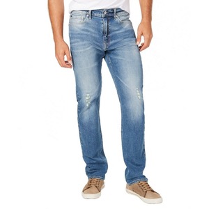 <b>Men's</b> Casual Streetwear <b>Biker</b> Denim <b>Jeans</b> Ripped Knee Cut OEM Waterproof Cotton Fabric Fade Technics Fly Pockets Customizable - Product Image 2