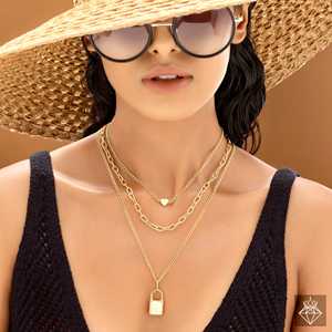 Collar chapado en oro multicapa antideslustre PRAO, joyería en capas de moda - Product Image 2