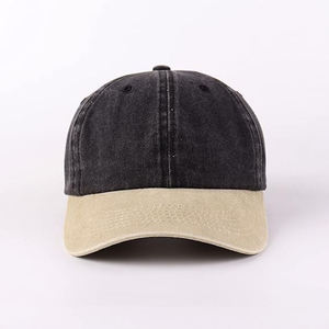 Vintage <b>Black</b> Tan Contrast 5-Panel <b>Baseball</b> <b>Cap</b> Washed Cotton Two Tone Unstructured Dad Hat Breathable Waterproof Adjustable - Product Image 5