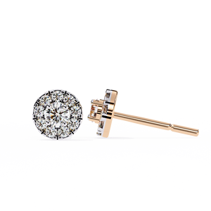 Classic Round Diamond Halo <b>Stud</b> <b>Earrings</b> In 14K <b>Rose</b> And White <b>Gold</b> Elegant Fine Jewelry For Women Wedding And Daily Wear - Product Image 2