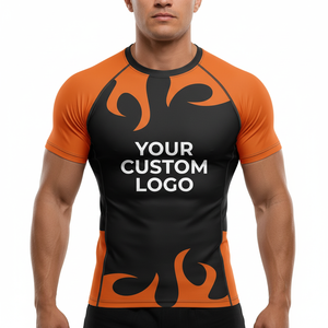 เสื้อรัดกล้ามเนื้อแขนสั้นผ้าสแปนเด็กซ์สำหรับฝึกซ้อม MMA ผลิตตามสั่งจากโรงงาน OEM ป้องกันแสงแดด ซักได้ เนื้อผ้ารัดรูปสำหรับพายเรือ - Product Image 4