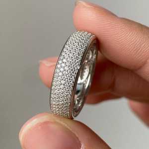 Anillo de Eternidad Completo con Diamantes de Moissanita de Corte Redondo para Unisex, Plata 925 Original, Regalo Sorpresa para Amigos - Product Image 6