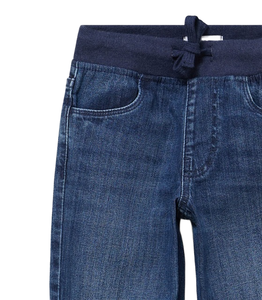 Pantalones Vaqueros de Pierna Recta para Niños, Lavado Medio, Cintura Elástica, Corte Ajustado, Largos, Informales, de Mezclilla, para Uso Diario, Moda Urbana, Novedad - Product Image 4