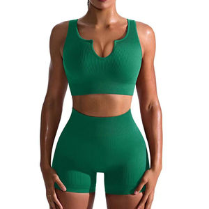 Ensemble de sport et yoga pour femmes grandes tailles, respirant, soutien-gorge de sport léger, short de sport uni, deux pièces pour femmes - Product Image 3