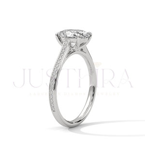 Elegant Design 14k Rose Gold Engagement <b>Ring</b> Classic Proposal <b>Ring</b> With Oval Cut Moissanite Diamond Wedding Jewelry Gift - Product Image 4