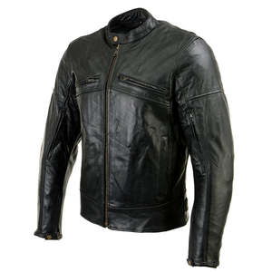 Schwarze Leder-Motorradjacke mit Stehkragen, Reißverschluss und Brusttaschen, Hochwertige Großhandels-Oberbekleidung vom Hersteller - Product Image 2