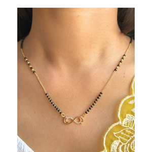 Collar Mangalsutra con Diseño Moderno, Chapado en Oro, con Cuentas Negras para Mujer - Product Image 3