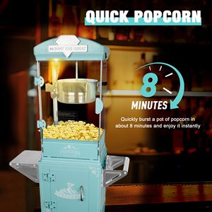 Machine à popcorn 10 oz sur chariot avec roues, verte, pour home cinéma, avec moteur et 3 cuillères en plastique - Product Image 5