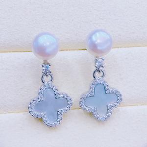 Boucles d'oreilles en perles d'eau douce de source Zhuji avec micro-incrustations de zircon Beimu, simples, polyvalentes, pendantes, pour femmes - Product Image 2