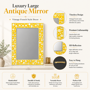Luxury Large Antique Decorative <b>Wall</b> <b>Mirror</b> | Vintage French Style Living Room Decor | Premium Handcrafted Home Accent <b>Mirror</b> - Product Image 5