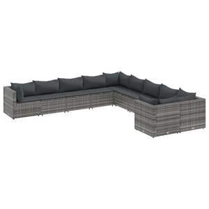 Ensemble de canapés de patio en poly rotin gris de 10 pièces avec coussins Collection de meubles d'extérieur durables - Product Image 2