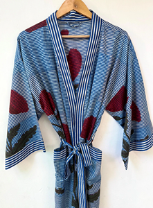 Bata Kimono de Algodón con Estampado Artesanal para Mujer, Cuello en V, Secado Rápido, Manga Larga, Estilo Indio, para Verano - Product Image 5