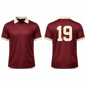 Custom Men’s Teamwear Sportswear Breathable Maroon Retro Polo Jersey Short Sleeve Athletic Shirt Wholesale Custom Logo - Product Image 6