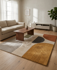 พรมห้องนั่งเล่นทำมือจากวัสดุออร์แกนิก ลายพฤกษศาสตร์ พรมขนสัตว์ทอมือแบบทัฟท์ พรมดีไซน์ทันสมัยสั่งทำพิเศษสำหรับบ้าน - Product Image 2