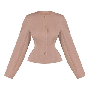 Conjunto de Traje de Blazer de Dos Piezas Elegante para Mujer 2026, Cuello Redondo, Cintura Alta, Estilo Vintage Casual para Eventos Empresariales y Sororidades, OEM ODM - Product Image 2