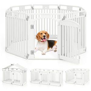 Recinto per Animali Domestici in HDPE a 8 Pannelli Bianco con Porta Bloccabile e Configurazioni Multiple (Casa Ottagonale Quadrata) Dimensioni 50"x50"x32" - Product Image 1