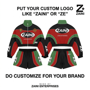 ZAINI 300g Premium Polyester Taslon Winter Windbreaker Short <b>Set</b> Black Green Red Panels Custom Embroidered Logo Quick Dry - Product Image 1