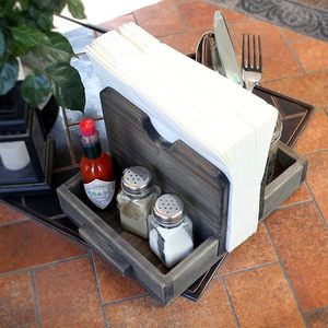 Adiba Home Decor Handmade Modern Wooden <b>Table</b> <b>Caddy</b> Napkin Holder Salt Pepper Shaker Organizer Eco-Friendly Free Standing - Product Image 4