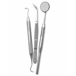 Juego de 3 Instrumentos de Diagnóstico Dental Manuales de Acero Inoxidable, Espejo Dental, Sonda Exploradora, Pinzas de College, Kit de Examen, CE - Product Image 1
