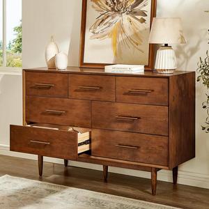 Modern Adjustable <b>Chest</b> of Drawers Solid Teak <b>Wood</b> High Quality Brown Finish 6 Drawers for Indoor Use - Product Image 6