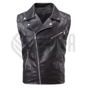 Gilet en cuir de moto de haute qualité à prix bas, logo personnalisé, léger, pour hommes - Product Image 1