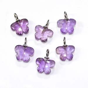 Colgante de mariposa de amatista rosa natural, plata de ley 925, amatista rosa tallada a mano, colgante de piedra preciosa para la elaboración de joyas - Product Image 6