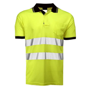 Camiseta polo de trabajo de manga corta de alta visibilidad con cinta reflectante, uniforme de trabajo de seguridad de secado rápido, camisetas polo de alta visibilidad para trabajadores - Product Image 5