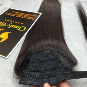 ชุดผมปลอม Cloudy Hair Collection แบบตรงหยักศก ชนิด Remy Hair ต่อผมหางม้าแบบเย็บสองชั้น สำหรับผู้หญิง สีดำ - Product Image 3