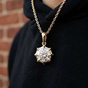 Pendentif de fiançailles pour femme en argent plaqué or, diamant de laboratoire taille brillant, style hip-hop, couleur fantaisie certifiée - Product Image 3