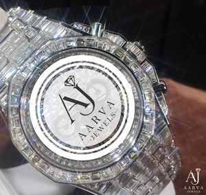 นาฬิกาข้อมือผู้ชาย Aarva Jewels สแตนเลสสตีล ระบบออโตเมติก ประดับเพชรโมอิสซาไนต์ สไตล์ฮิปฮอป หรูหรา - Product Image 1