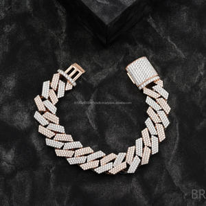 Premium Moissanite Diamond Hip Hop <b>Bracelet</b> Made in 925 <b>Sterling</b> <b>Silver</b> Featuring White and Rose Tone Cuban Links - Product Image 2