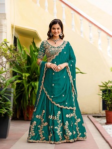 Emerald Green <b>Lehenga</b> Choli Set Gold Embroidered Traditional Indian Pakistani Outfit for Wedding Party <b>Women</b> - Product Image 1
