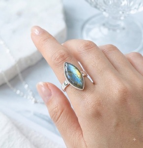 Wholesale Natural Labradorite 925 Sterling Silver Marquise Gemstone <b>Ring</b> Handmade Designer Jewelry Birthday Gift <b>Statement</b> <b>Ring</b> - Product Image 4