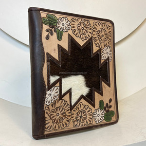 Portafolio de cuero con cremallera labrado a mano al por mayor, carpetas de archivos con clip, A4 carpeta de documentos, carpeta multifunción, carpetas de archivos - Product Image 4