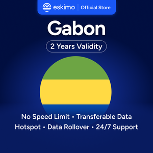 Tarjeta SIM Electrónica Eskimo Travel Gabon de 10 GB, Plan de Datos 4G/5G, No Requiere SIM Física, Validez de 2 Años, Portabilidad de Datos Ilimitada - Product Image 1
