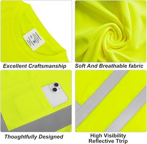 Vêtements de travail haute visibilité, chemise de sécurité à manches longues pour hommes, jaune et noir, polyester, certifiée CE, bandes réfléchissantes - Product Image 4