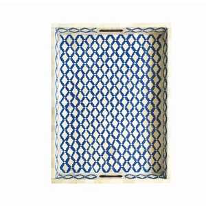 Grand plateau carré en os incrusté avec poignée en laiton au design inspiré de l'Inde, idéal pour la décoration de table ou les plats de Noël inclus - Product Image 5