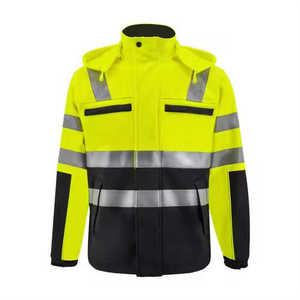 Custom Warm and Windproof Hi Vis Safety <b>High</b> <b>Visibility</b> Reflective Safety <b>Jackets</b> <b>Softshell</b> With Pocket - Product Image 1