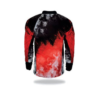 Camiseta de Fútbol Personalizada Sublimada de Poliéster de Manga Larga para Hombre, Roja y Negra con Estampado, Absorbe la Humedad, Cuello Alto, Corte Regular, para Adultos - Product Image 1
