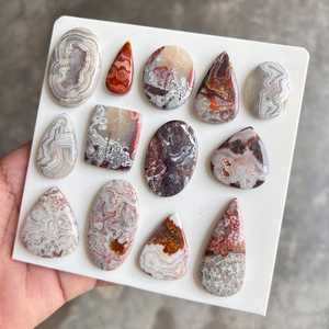 AMAN GEMS JEWELLERY Pierre d'agate Crazy Lace, cristal de quartz naturel, gemme colorée à bandes, polie, taille coussin, aux couleurs variées, pour la lithothérapie - Product Image 5