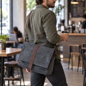 Bolso Bandolera de Lona con Cierre de Hebilla para Hombre |   Bolso de Hombro Grande Informal para el Trabajo Diario, Viajes y Uso Cotidiano - Product Image 3