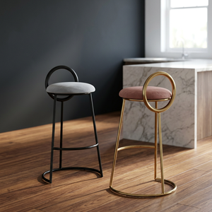 Taburete de Bar Moderno, Silla de Bar de Metal con Asiento de Terciopelo, Altura de Barra, para Hogar, Cocina, Cafetería, Recepción, Oficina, Muebles de Bar - Product Image 2