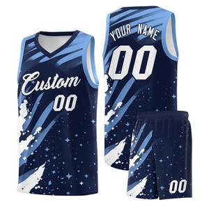 Conjunto de Uniformes de Baloncesto Personalizados con Impresión Digital, Cuello en V, Sin Mangas, Malla, Nombre y Número, Reversibles, Cintura Elástica para Niños - Product Image 1