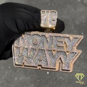 Collier pendentif personnalisé de haute qualité, entièrement serti de pierres, bijoux de luxe tendance hip-hop - Product Image 5