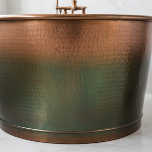 Bañera Redonda de Cobre Martillado Independiente de Lujo para Adultos, Bañera de Metal Duradera para Bañarse - Product Image 6