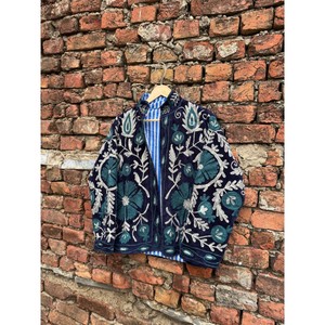 Veste en velours pour femmes, col mandarin, veste florale brodée à la main pour femmes, doublure en coton, style hippie - Product Image 6